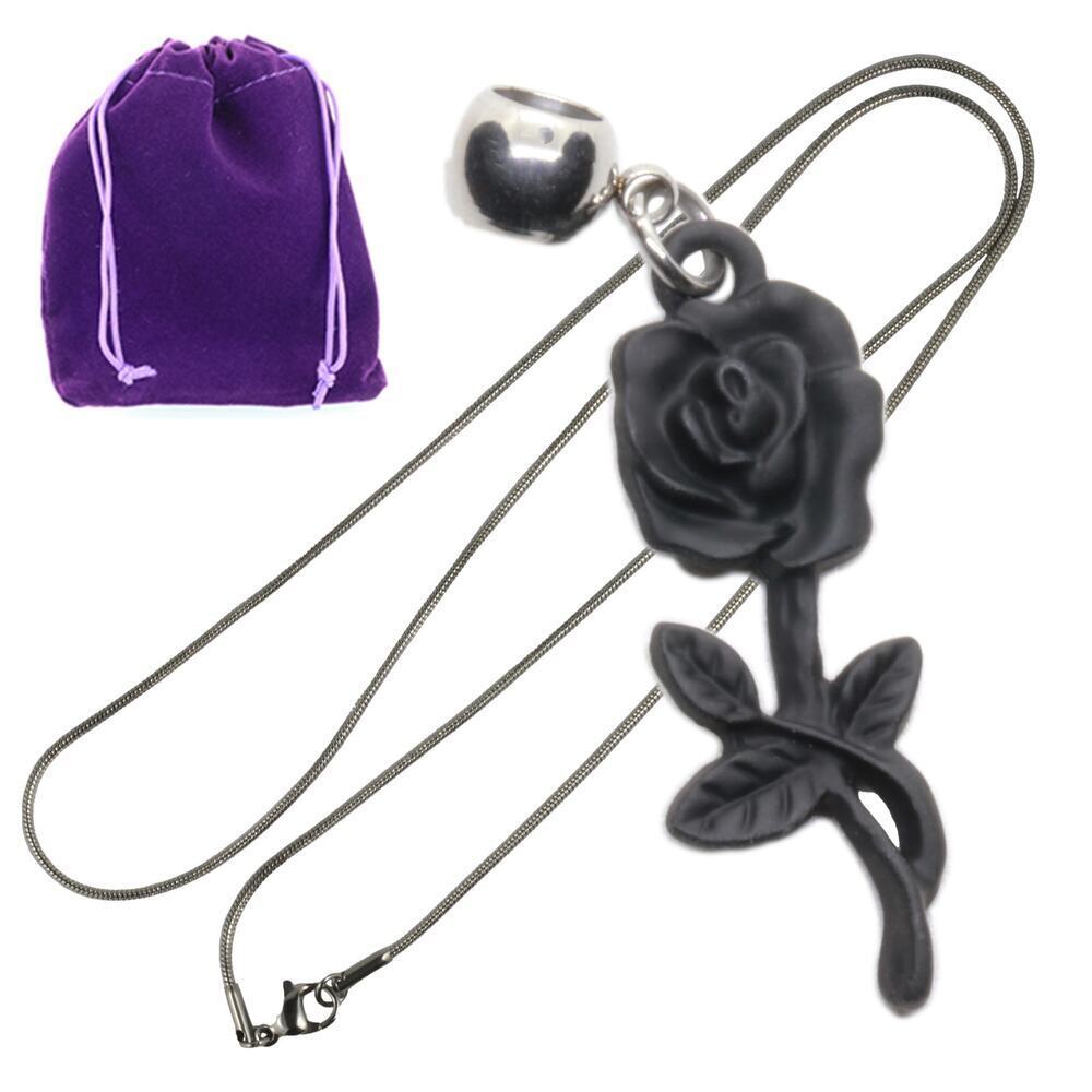 Black Rose Pendant Flower Necklace, Gothic Rose Necklace, Dark Romantic Jewelry